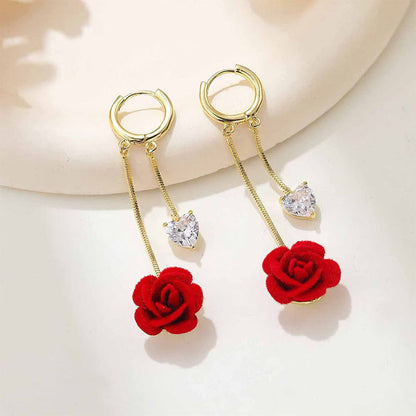 🥀 50% RABATT! 💕 Franska vintage ros-örhängen – Dinglande design med antik silverfinish – Perfekta för romantiska middagar, bröllop eller alla hjärtans dag – tidlös elegans med romantisk touch ✨🌹