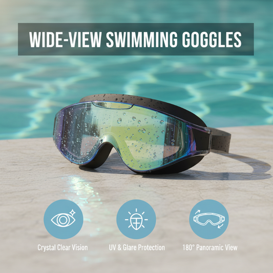 🏊 50% RABATT NU! 👓 HD Dimmfria Simglasögon med Bred Vy – Kristallklar syn & UV-skydd – Justerbara remmar, bekväm tätning – perfekt för träning, pool eller öppet vatten 🌊✨