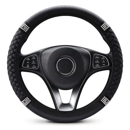 📢📢50% RABATT !!⏰Strass-Lenkradabdeckung – gestepptes PU-Leder und funkelnde Details für einen glamorösen Autoinnenraum