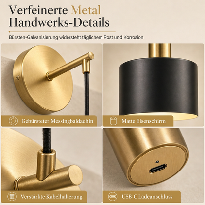 Batteriebetriebene Wandleuchte, dimmbare Wandlampe mit Fernbedienung für Schlafzimmer, Nachttisch und Wohnzimmer