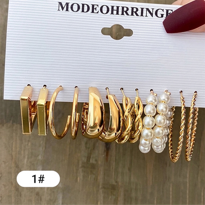 Klassisches geometrisches Ohrring-Set mit 6 Stück